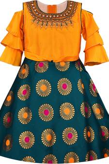 Green Silk stitched    dress