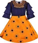 Yellow Silk stitched    dress