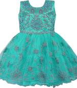 Green Net stitched    dress