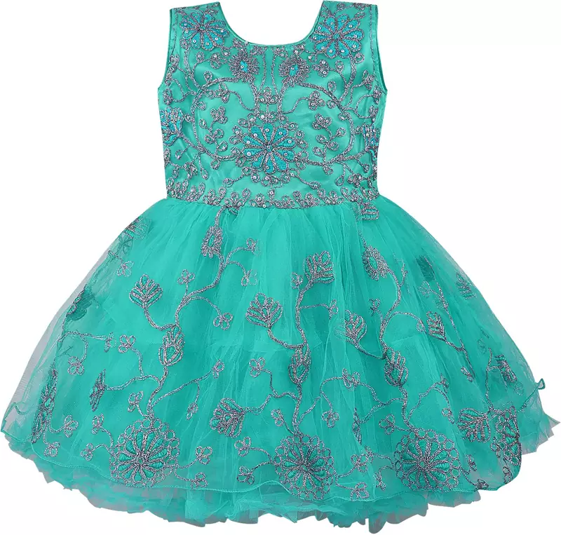 Green Net stitched    dress