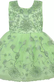Green Net stitched    dress