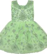 Green Net stitched    dress