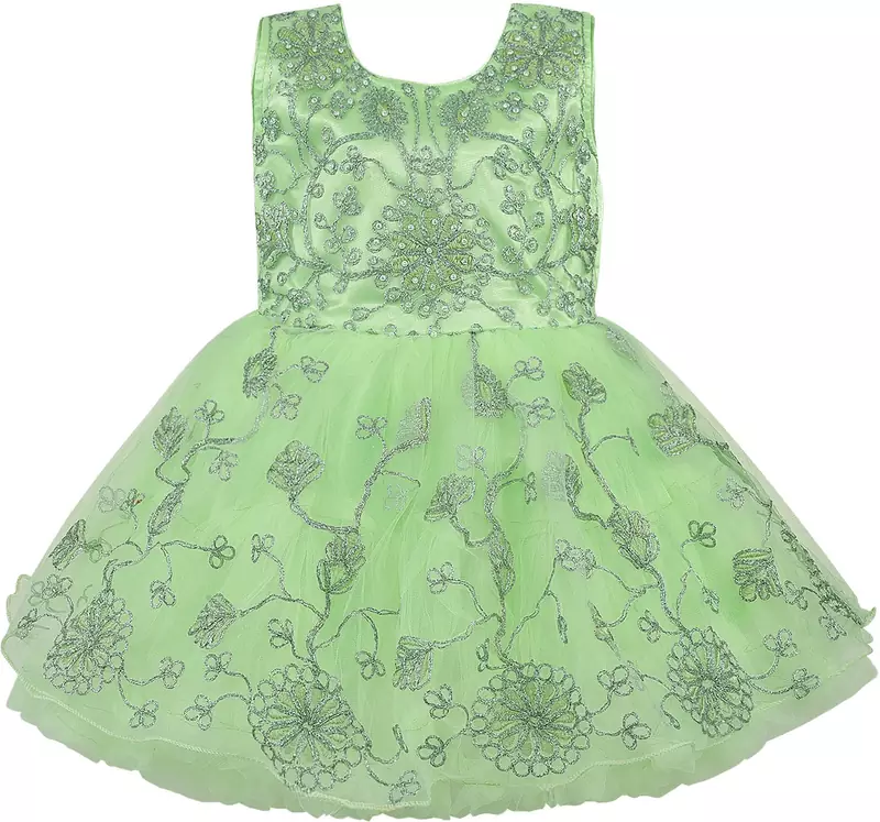 Green Net stitched    dress
