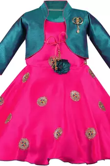 Pink Silk stitched    dress