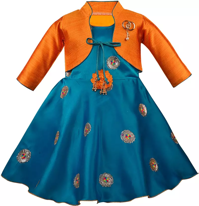 blue Silk stitched    dress