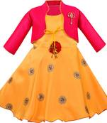 Yellow Silk stitched    dress