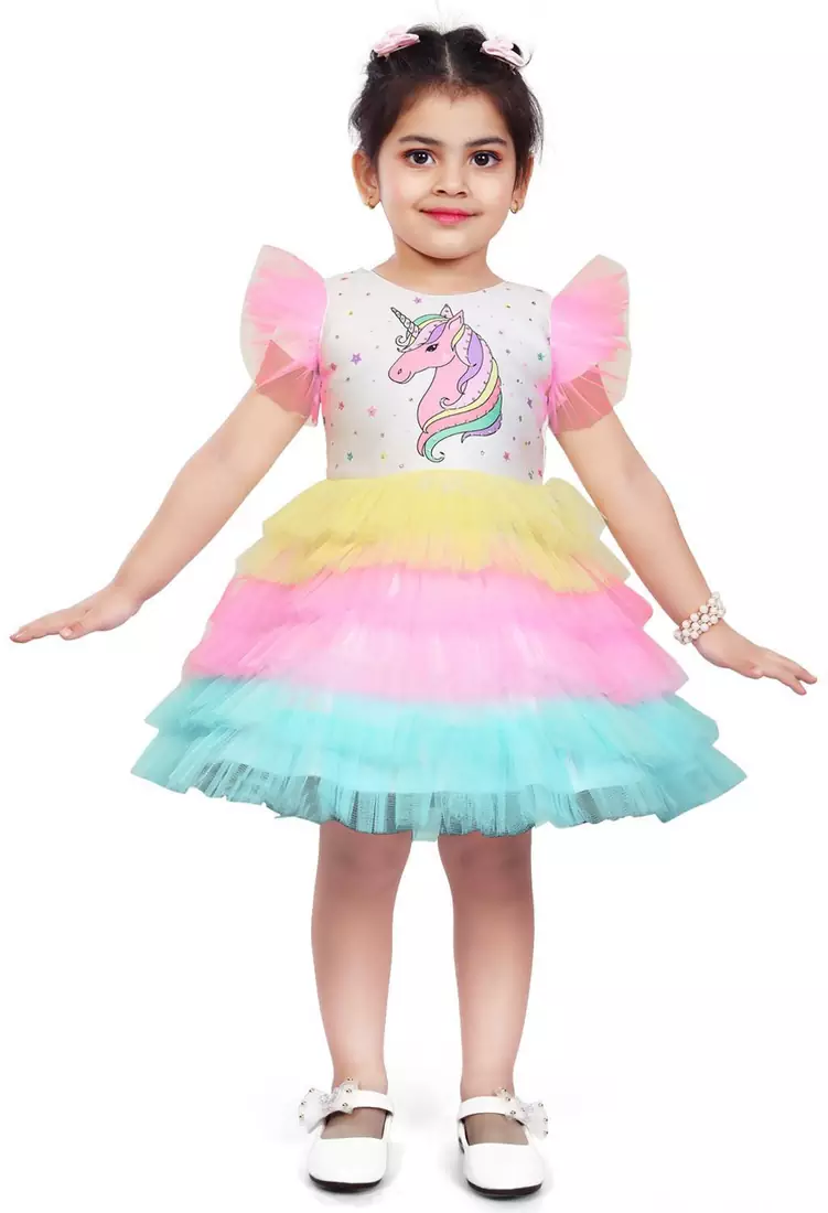 Multicolor Net stitched    dress