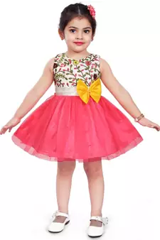 Pink Net stitched    dress