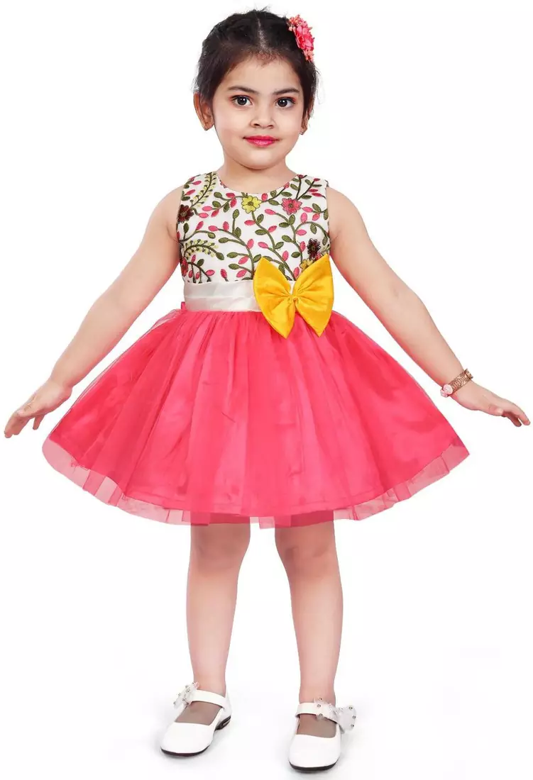 Pink Net stitched    dress