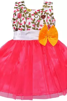 Pink Net stitched    dress