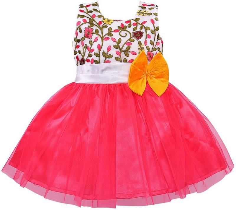 Pink Net stitched    dress
