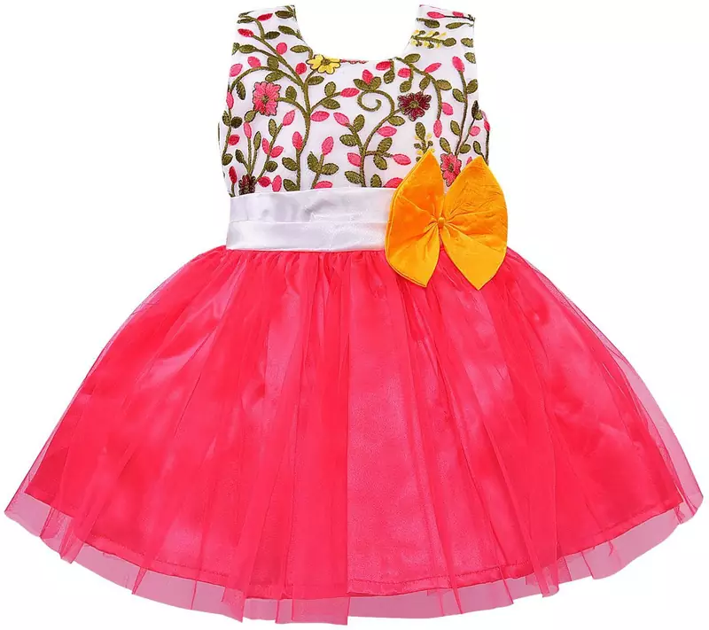 Pink Net stitched    dress