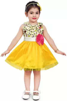 Yellow Net stitched    dress