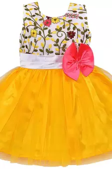 Yellow Net stitched    dress