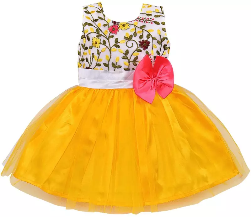 Yellow Net stitched    dress