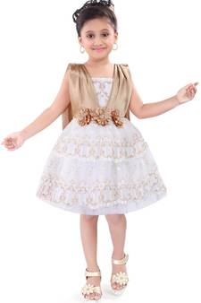 White satin stitched    dress