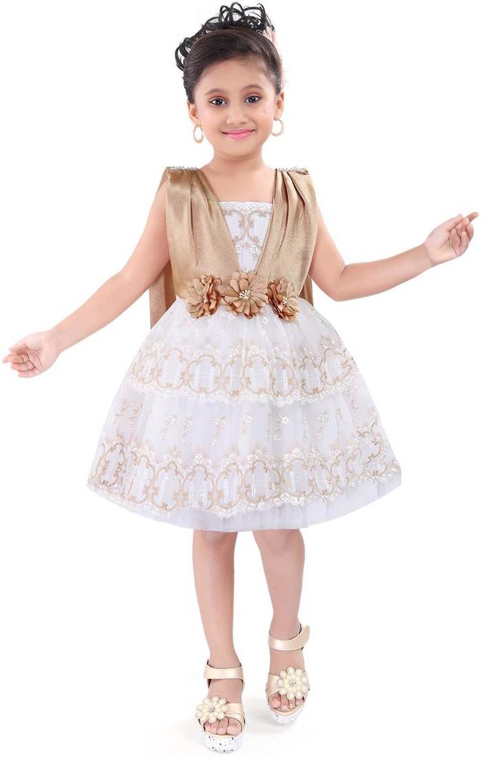 White satin stitched    dress