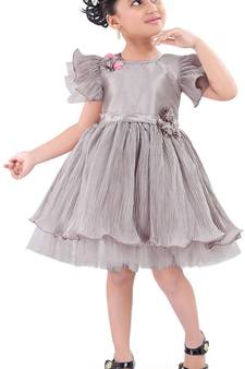 Grey Net stitched    dress