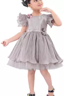 Grey Net stitched    dress