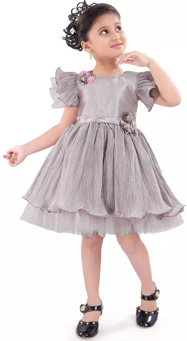Grey Net stitched    dress