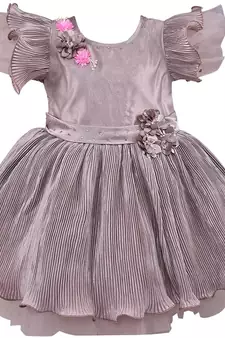 Grey satin stitched    dress