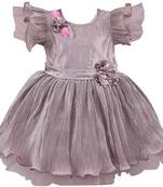 Grey satin stitched    dress