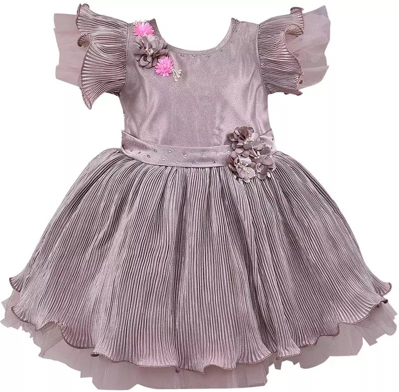 Grey satin stitched    dress