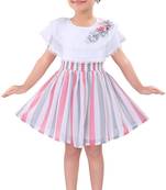 White satin stitched    dress