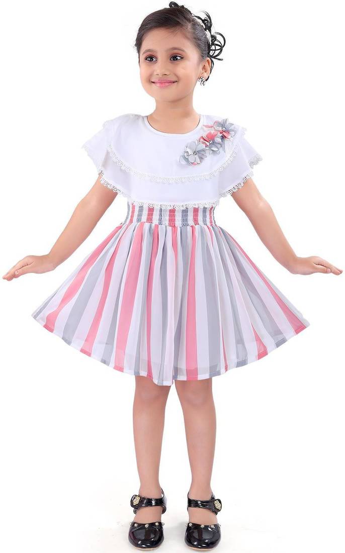 White satin stitched    dress