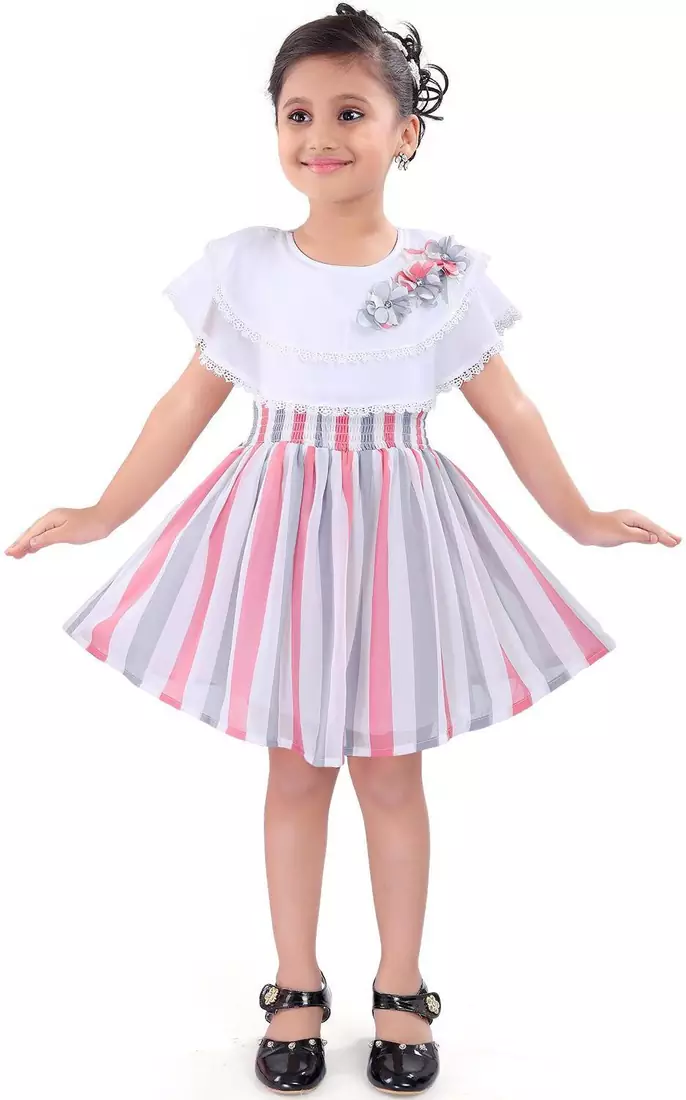 White satin stitched    dress