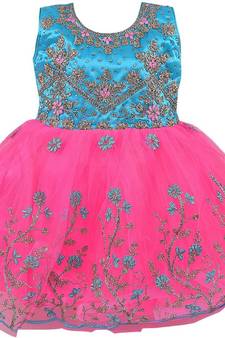 blue Net stitched    dress