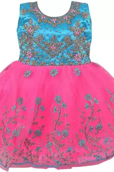 blue Net stitched    dress