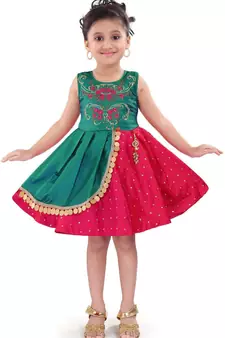 Green Cotton  stitched    dress