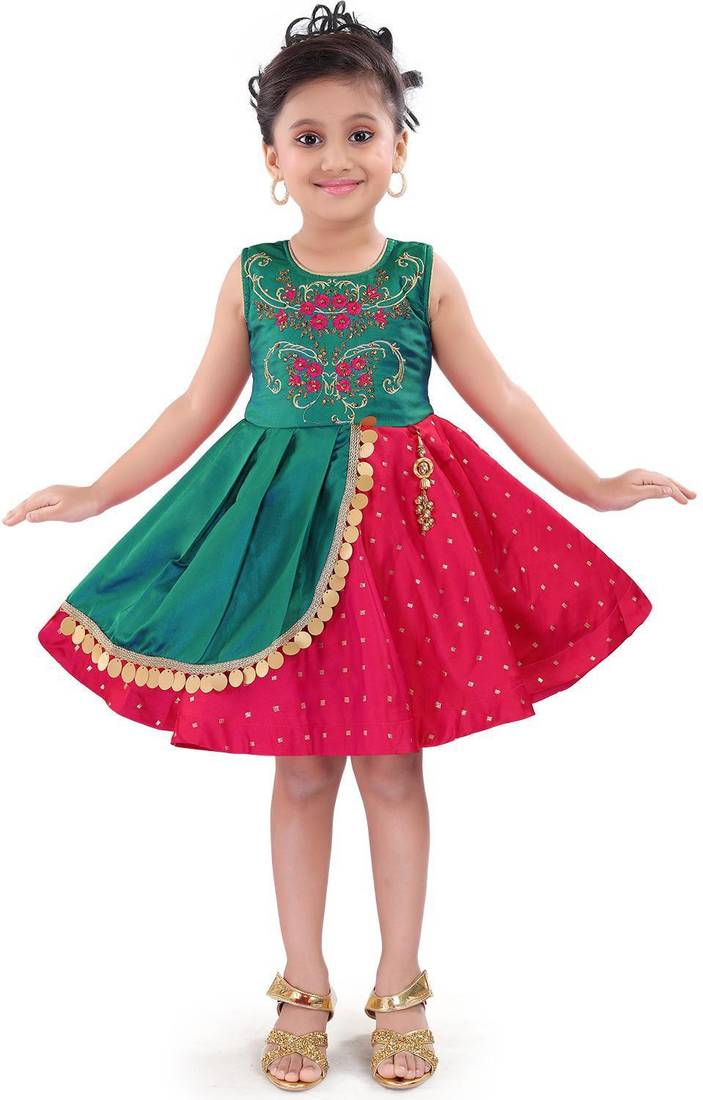 Green Cotton  stitched    dress