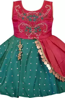 Multicolor Silk stitched    dress