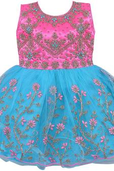 Pink Net stitched    dress