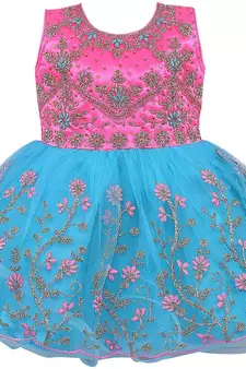 Pink Net stitched    dress
