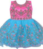 Pink Net stitched    dress