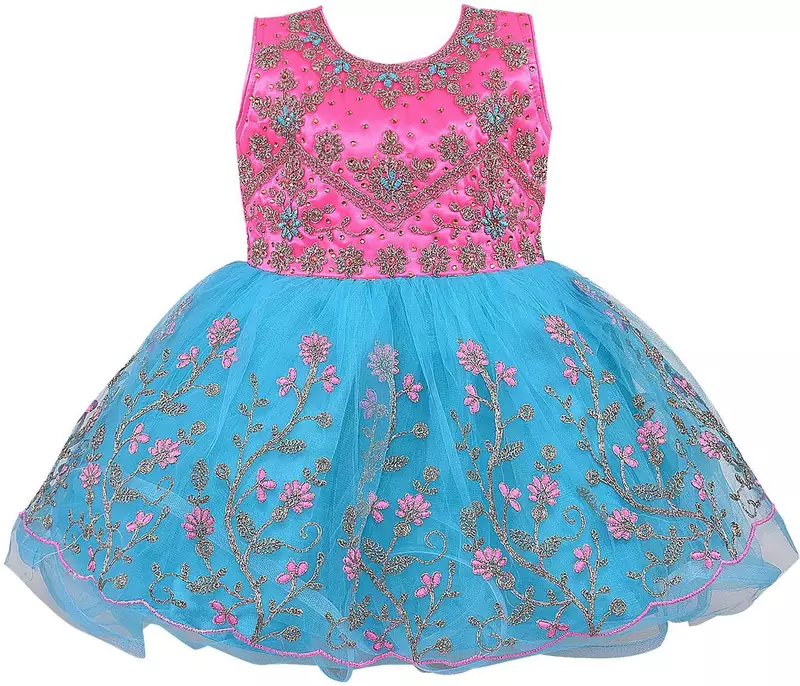 Pink Net stitched    dress
