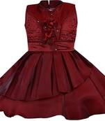 Maroon satin stitched    dress