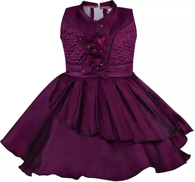 Purple satin stitched    dress