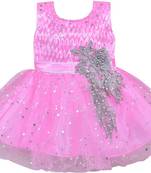 Pink Net stitched    dress