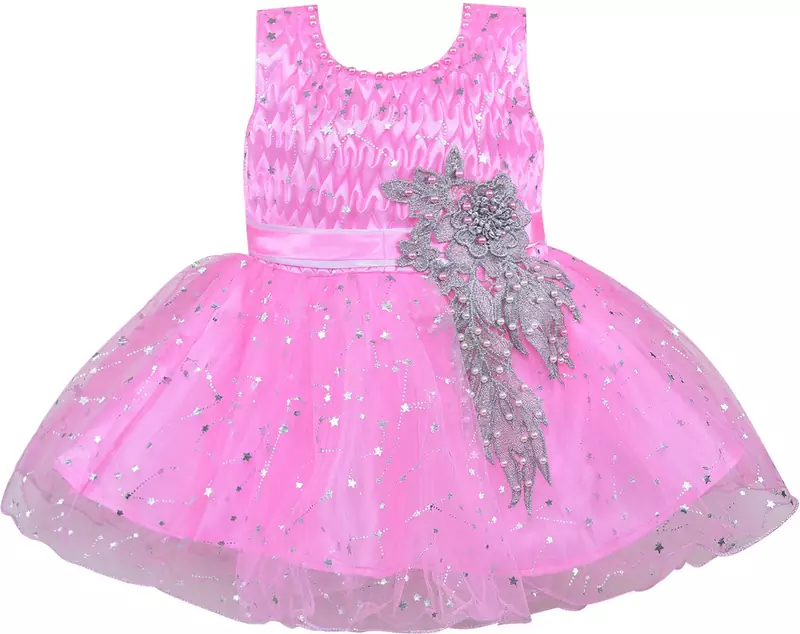 Pink Net stitched    dress