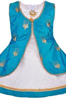 blue Silk stitched    dress