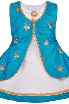blue Silk stitched    dress