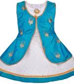 blue Silk stitched    dress