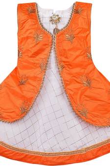 Orange Art Silk stitched    dress