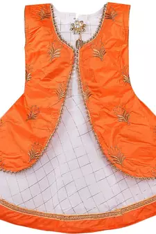 Orange Art Silk stitched    dress