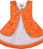 Orange Art Silk stitched    dress