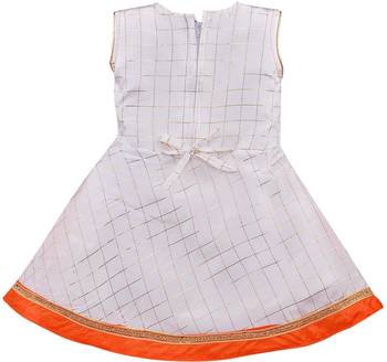 Orange Art Silk stitched    dress 2